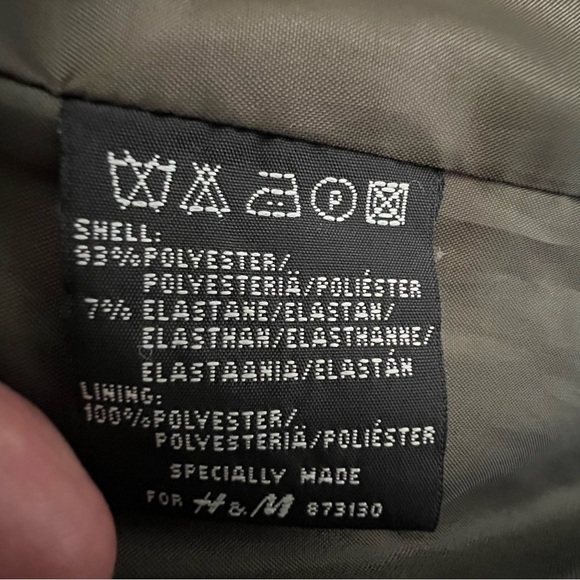 H&M Women’s Polyester Button Down Khaki Green Overcoat Size 4 - Picture 7 of 14